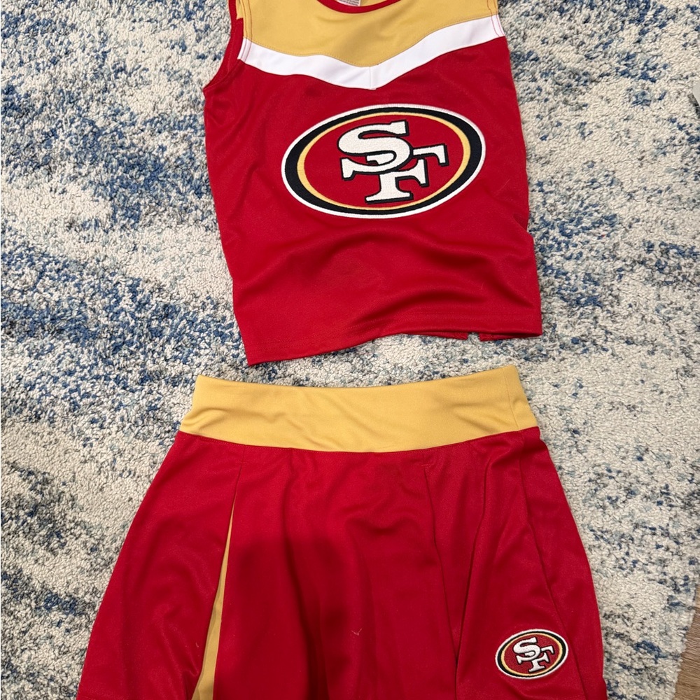 NFL Kids Red and Gold Cheer Set - 2-Piece Matching Top and Skirt